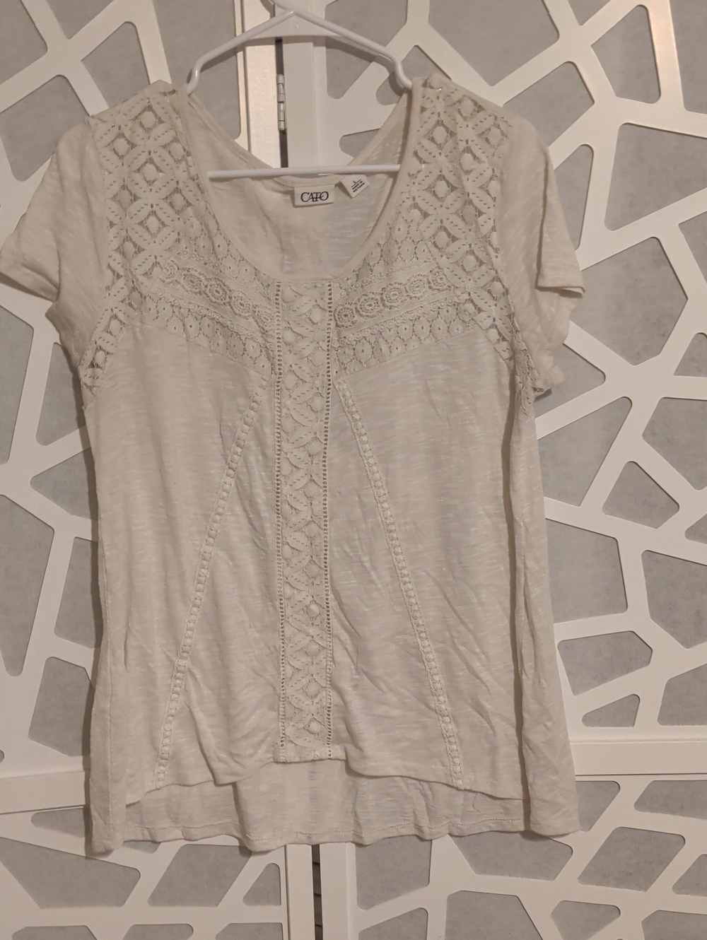 Cato Cream Crochet-Trim Short Sleeve Tee